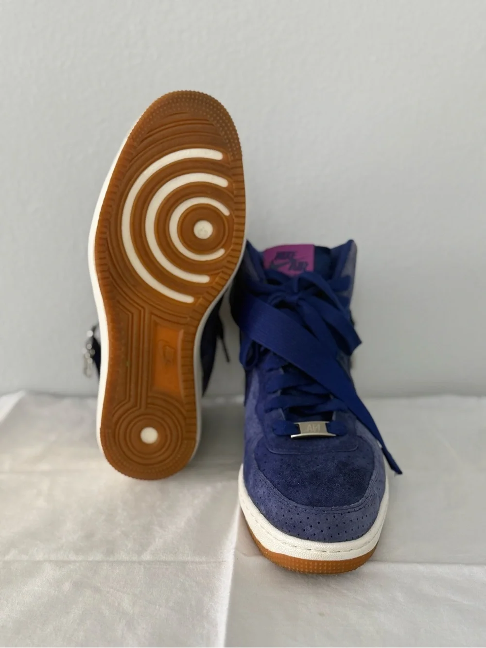 Nike Air Navy Suede High-Top Sneakers‎ with White Midsole